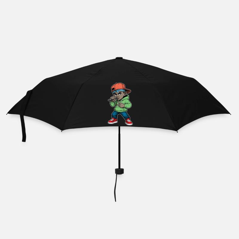 Young Rapper Boy With Microphone - Umbrella (small) - black