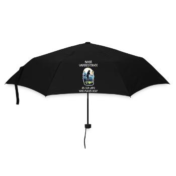 Unterschätze niemals eine alte Dame, die Golf spielt - Regenschirm (klein) - Schwarz - Vorne