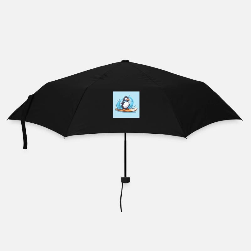 Süßer Surfender Pinguin auf einem Surfbrett - Regenschirm (klein) - Schwarz