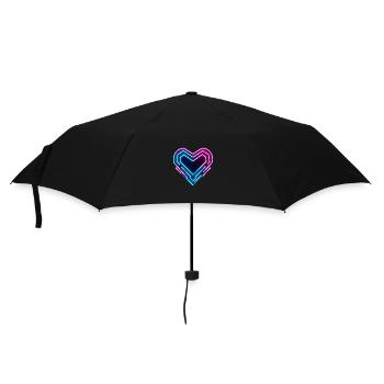 Futuristisches Neon-Herz | Cyber Heart Love Design - Regenschirm (klein) - Schwarz - Vorne