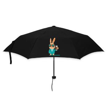 Lapin cool avec de la bière et des lunettes de soleil - Parapluie standard - noir - Devant