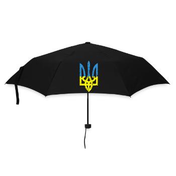 Drapeau ukrainien avec armoiries Ukraine - Parapluie standard - noir - Devant