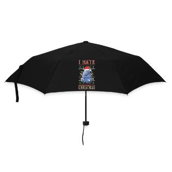 Ich Hasse Weihnachten Spruch Lustig Ugly Nilpferd - Regenschirm (klein) - Schwarz - Vorne