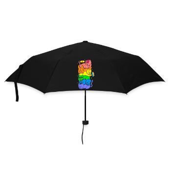 Cat Stack Rainbow Gay Pride Cute LGBT Animal Pet - Umbrella (small) - black - Front