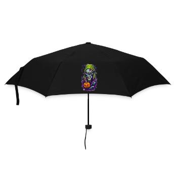 Halloween Horror Totenkopfschädel - Regenschirm (klein) - Schwarz - Vorne