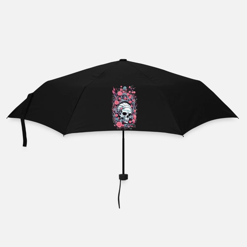 Pastel Goth Weirdcore Rosen Skull Okkult Design - Regenschirm (klein) - Schwarz