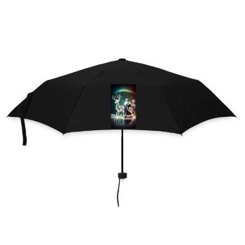 Reindeer with Santa Futuristic - Umbrella (small) - black - Front
