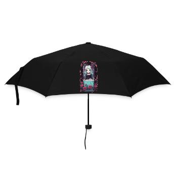 Anime Goth Chibi Vampir egirl Kawaii Design - Regenschirm (klein) - Schwarz - Vorne
