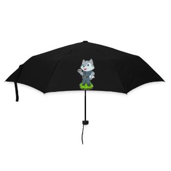 Wolf Polizist Handschellen Polizei - Regenschirm (klein) - Schwarz - Vorne