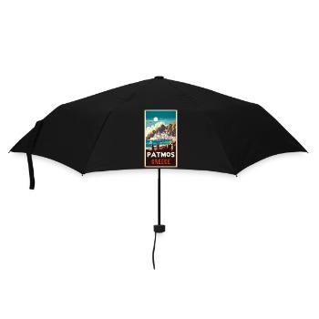 Patmos Greece vintage holiday design - Umbrella (small) - black - Front