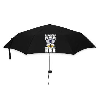 Lustiger Spruch Badminton Bier darum bin ich hier - Regenschirm (klein) - Schwarz - Vorne