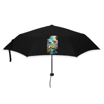 Kühe und Heissluftballons - Regenschirm (klein) - Schwarz - Vorne