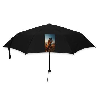 Pferd - Regenschirm (klein) - Schwarz - Vorne