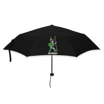Der grüne Wanderer "GreenVagrant" unterwegs - Regenschirm (klein) - Schwarz - Vorne