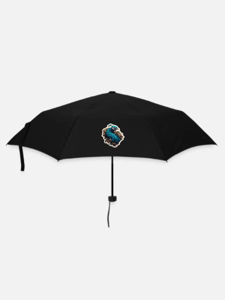 Blauer Pfau Federpracht - Regenschirm (klein) - Schwarz