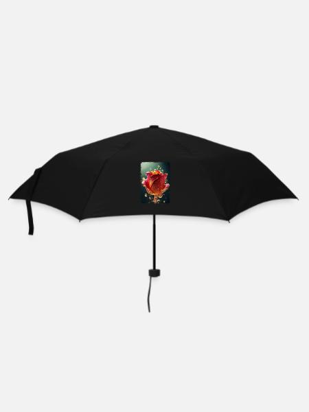 Red rose surrounded by drops of water - Umbrella (small) - black