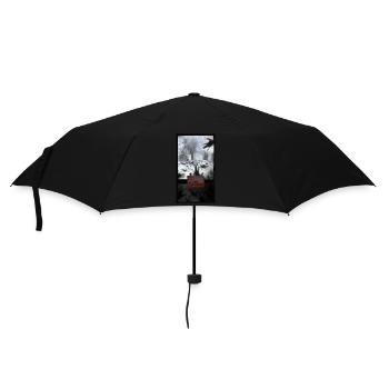 T-Shirt Gruselig Wald Betreten Verboten Geschenk - Regenschirm (klein) - Schwarz - Vorne
