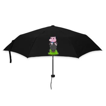 Schwein Bräutigam Anzug Hochzeit - Regenschirm (klein) - Schwarz - Vorne