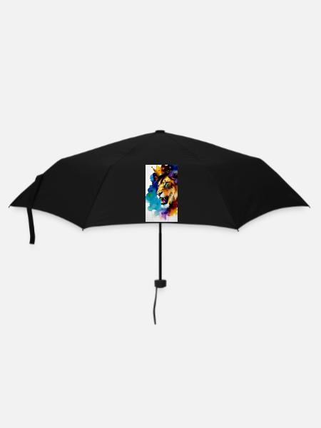 Crowned Lion Watercolour - Umbrella (small) - black