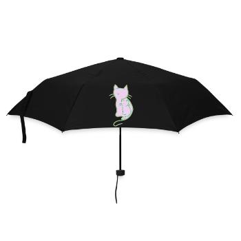 Retro Vintage Katze Mama Kind Baby - Regenschirm (klein) - Schwarz - Vorne