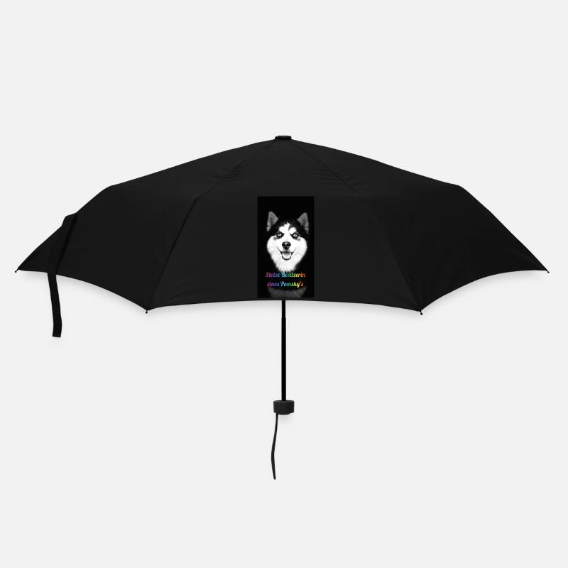 Stolze Besitzerin eines Pomsky`s - Regenschirm (klein) - Schwarz
