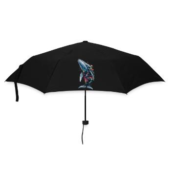 Lebendiges farbenfrohes künstlerisches Hai-Design - Regenschirm (klein) - Schwarz - Vorne