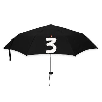 Festive Birthday Candle Number 3 Design - Umbrella (small) - black - Front