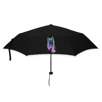 Neon Bulldog Splash - Regenschirm (klein) - Schwarz - Vorne
