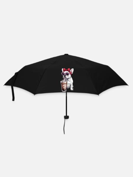 Französische Bulldogge mit Sonnenbrille - Regenschirm (klein) - Schwarz