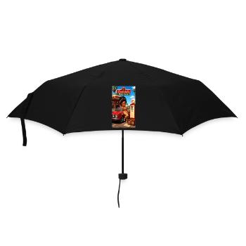 Gloria Pinup Cherry 50s Tankstelle – Kek-Ina - Regenschirm (klein) - Schwarz - Vorne