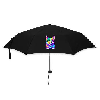 Corgi süßer Hund bunt - Regenschirm (klein) - Schwarz - Vorne