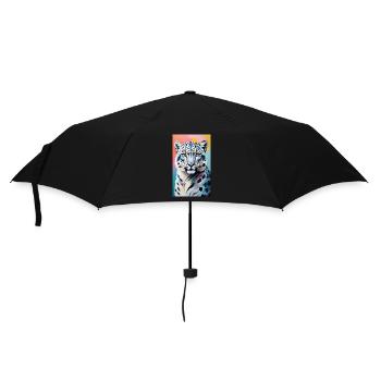 Schneeleopard | Leopard | Raubtier - Regenschirm (klein) - Schwarz - Vorne