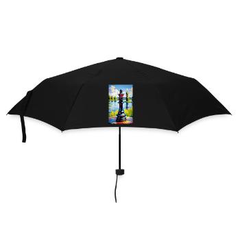 Schach | Schachfigur | Schachspieler - Regenschirm (klein) - Schwarz - Vorne