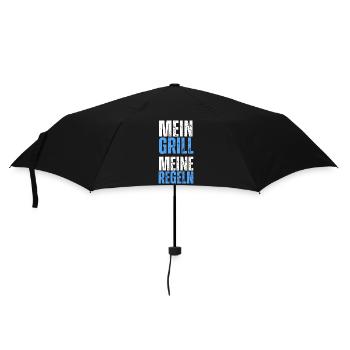 Mein Grill, meine Regeln. Lustiger BBQ Spruch - Regenschirm (klein) - Schwarz - Vorne