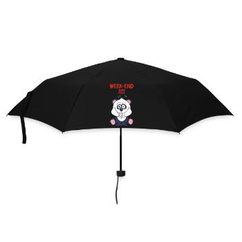 Panda am Wochenende - Regenschirm (klein) - Schwarz - Vorne