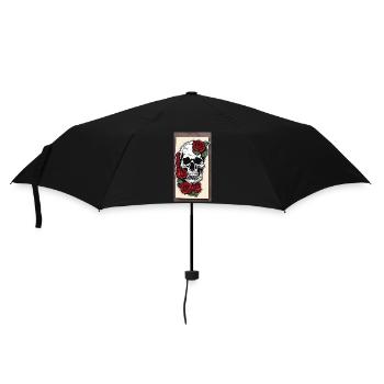 Totenkopf mit Rosen - Regenschirm (klein) - Schwarz - Vorne