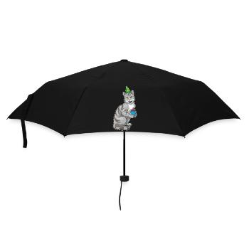 Cat Birthday Cupcake - Umbrella (small) - black - Front