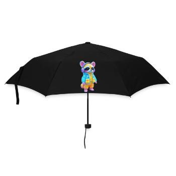 Raccoon with headphones - Umbrella (small) - black - Front
