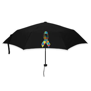 Awareness Ribbon für Autismus und Asperger-Syndrom - Regenschirm (klein) - Schwarz - Vorne