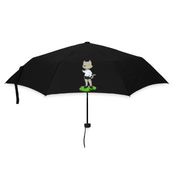 Katze Sekretärin Papier Büro - Regenschirm (klein) - Schwarz - Vorne