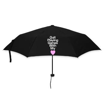 Hör auf, mit meinem Herzen zu spielen. - Regenschirm (klein) - Schwarz - Vorne