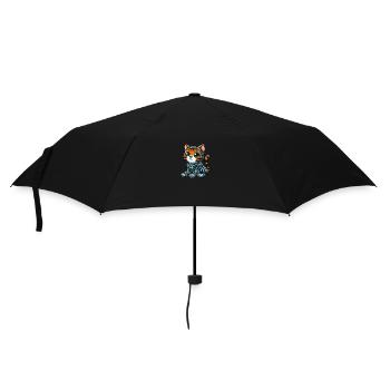 Bengalkatze Cyborg Cartoon Design - Regenschirm (klein) - Schwarz - Vorne