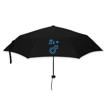 Baby Ankündigung - Junge - Schwangerschaft - Regenschirm (klein) - Schwarz - Vorne