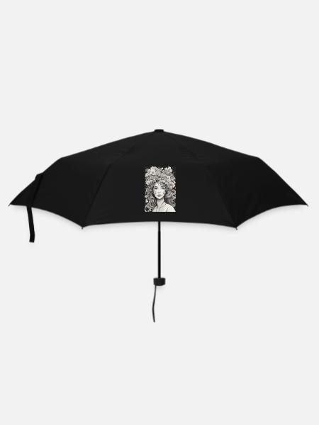 Blumenmädchen - Regenschirm (klein) - Schwarz