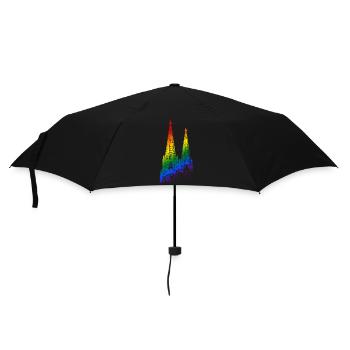 Kölner Dom LGBTQ Pride Regenbogen Silhouette Köln - Regenschirm (klein) - Schwarz - Vorne