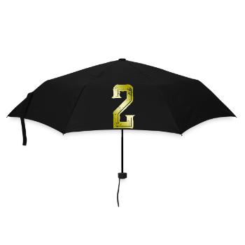 2 Zahl Symbol - Regenschirm (klein) - Schwarz - Vorne