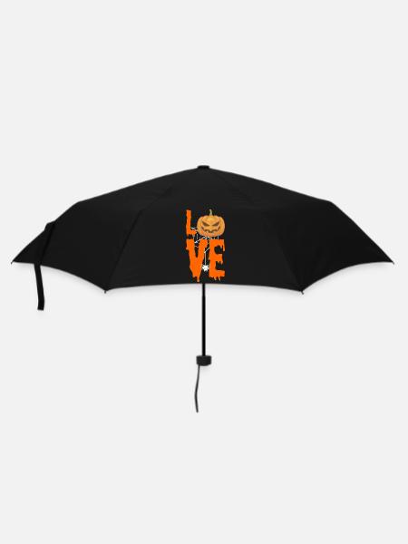 Halloween. Love. Liebe. Kürbis. - Regenschirm (klein) - Schwarz