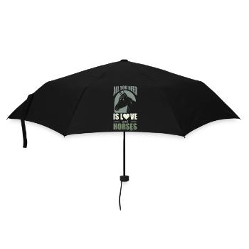Alles was du brauchst sind Pferde und Liebe - Regenschirm (klein) - Schwarz - Vorne