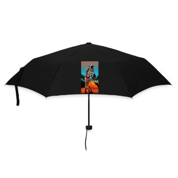 Comic drawing zebra (Hippotigris) during sunset - Umbrella (small) - black - Front