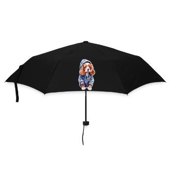 Funny spaniel in dog clothes. - Umbrella (small) - black - Front